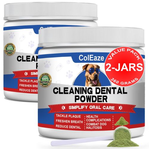 Dog Teeth Cleaning Powder, Dog Dental Powder and Breath Freshener, Plaque Off Pet Tooth Cleaning lab co, Bad Breath & Tartar Remover for Dogs, Natural Herbal Blend - All Breeds & Sizes