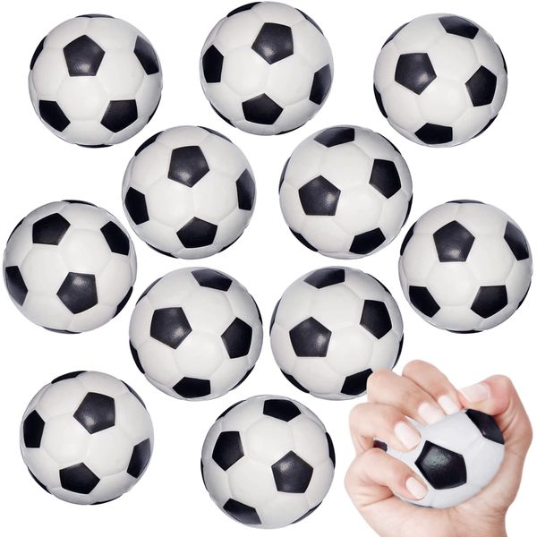 Mini Sports Balls for Kids Party Favor Toy, Soccer Ball, Basketball, Football, Baseball (12 Pack) Squeeze Foam for Stress, Anxiety Relief, Relaxation. (12 Pack (Soccer Balls))