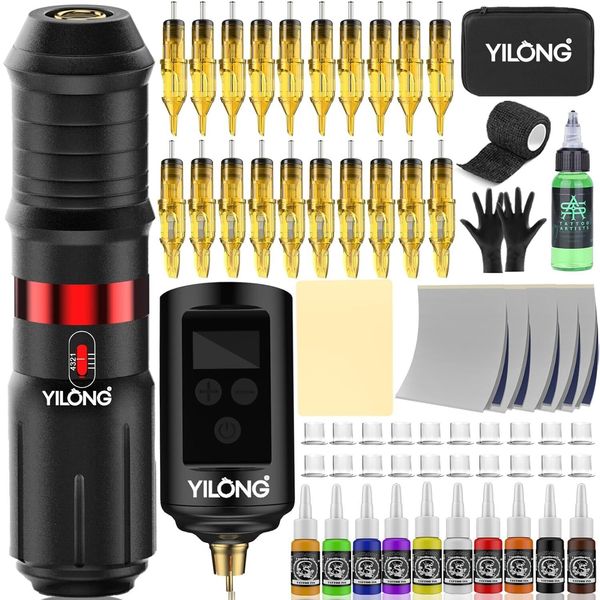 Wireless Tattoo Machine Kit 1500mAh Power Ink Needles for Beginners and Experts