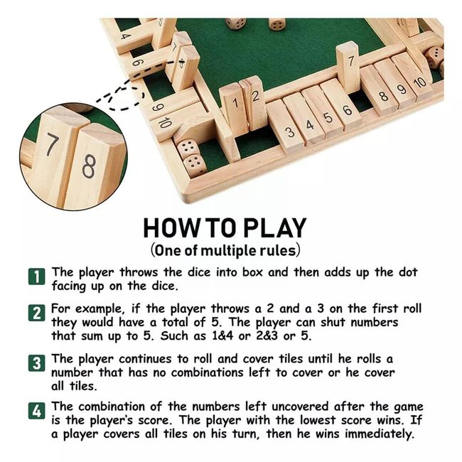 4 Player Shut the Box Wooden Board Games for Kids Adults 4-Sided Shut Party  Club Dice Board Box Game Set Interesting Family Game - AliExpress