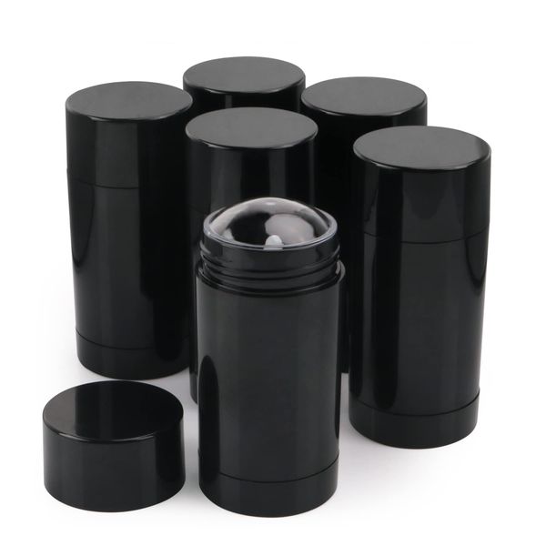 6 Pcs 30g/1oz Black Deodorant Containers Bottom Filling Deodorant Bottle Twist Up Deodorant Tubes For Homemade Deodorant Lip Balm