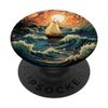 Sailboat Waves Curly Ocean Graphic PopSockets Standard PopGrip