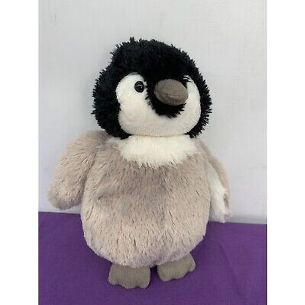 Ganz Webkinz Baby Penguin HM387 Grey Black Artic Bird Plush Stuffed Animal Plast