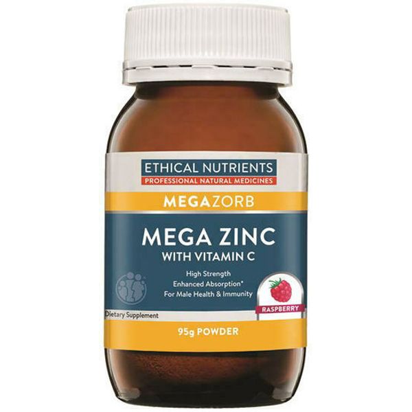 Ethical Nutrients Mega Zinc with Vitamin C Powder Raspberry 95g