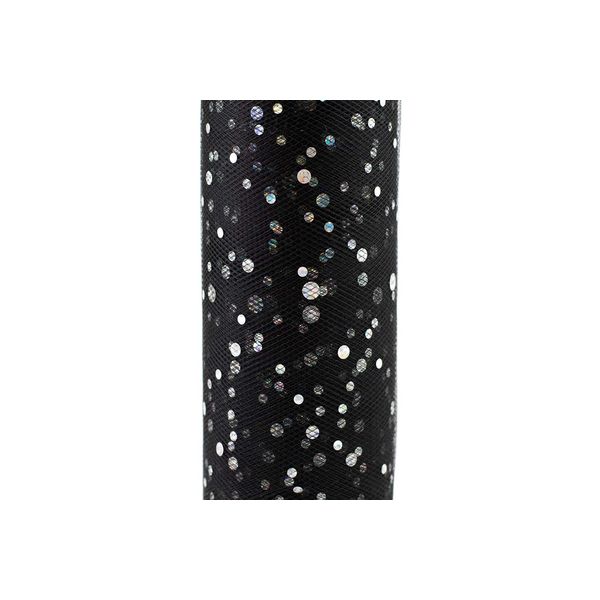 Creativery Tüll 15cm x 9m Schwarz Glitzer Punkte