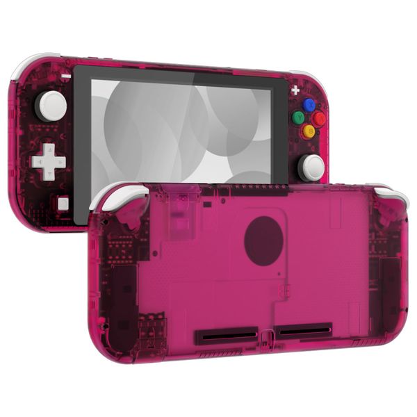 eXtremeRate Clear Candy Pink DIY Replacement Shell for Nintendo Switch Lite, NSL Handheld Controller Housing with Screen Protector, Custom Case Cover for Nintendo Switch Lite