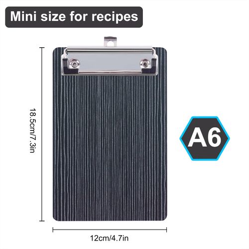 HUAYANG A6 Clipboards, 6Pcs Wooden Clipboard Black Mini 102 * 230mm Natural Wood Clipboards for Office,School,Drawing,Hospital,Black Smooth
