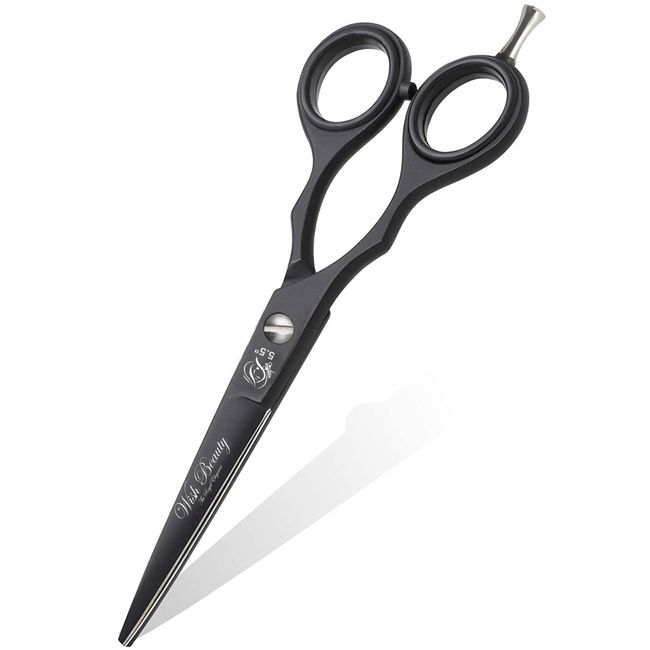 Wishbeauty Professional Sharp Left Hand Barber Scissors 5.5” Lefty Hair Cutting Scissors,Hairdresser Scissors Salon Haircut Scissors Hair Shears for Women Men (Black 5.5" Lefty)