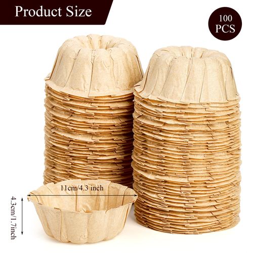 ZENFUN 100 Pcs Mini Fluted Tube Pan Liner, 4 Inch Disposable Paper Cake Pan Liner for Baking, Nonstick Small Cakes Pan Liners, Mini Angel Food Cakes, Great for Pie, Scone, Pineapple