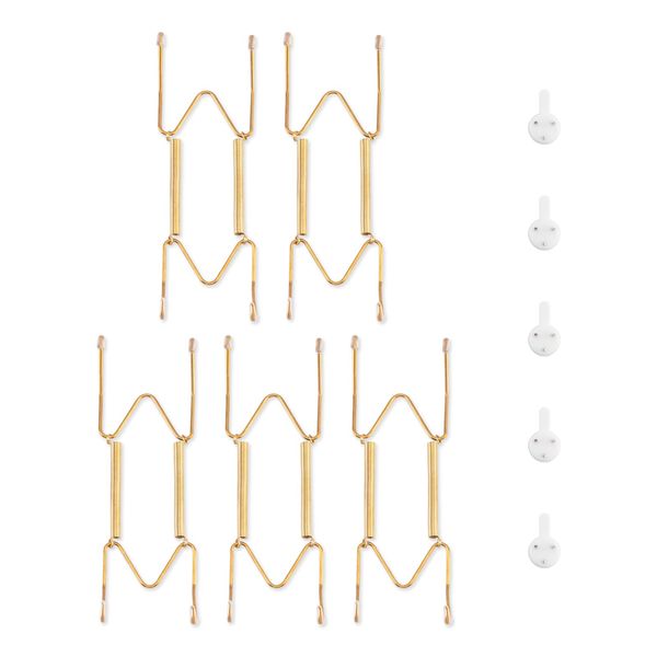Plate Hangers for Wall for 6-8 inch, 5 Pack, Gold