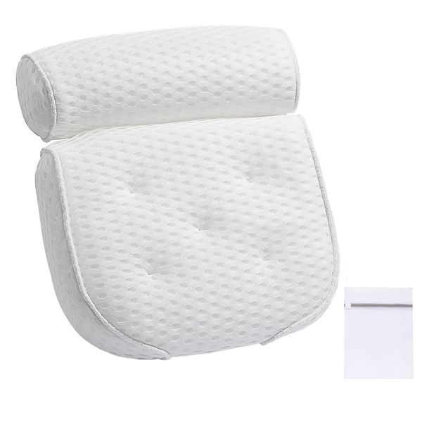 AIRMFJI Bath Pillow, Bath Pillow, 4D Breathable Mesh, Soft, Suction Cup Included, Anti-Slip, Laundry Net, Half Body Bath, Bathtub, Bath Supplies, Relaxing Goods, Gift