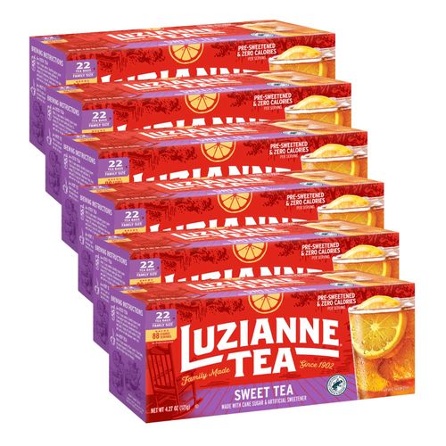 Luzianne Sweet Iced Tea Bags, Family Size, 22ct Box (Pack of 6)