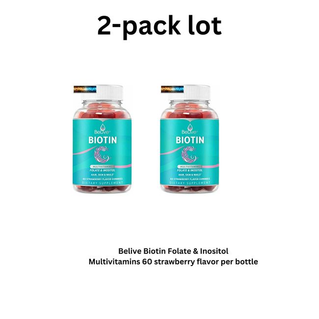 2 pk lot Biotin Gummies with 5000mcg Hair Multivitamin for Women 60 gummies x2