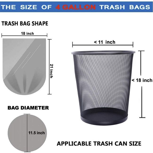 Small Trash Bags 4 Gallon - Unscented 4 Gallon Trash Bag Small Garbage  Bags, Bathroom Trash Bags for Office Kitchen Bedroom, White 4 Gal Small  Trash