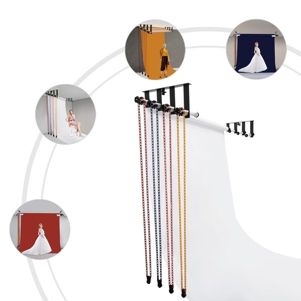 4-Roller Backdrop Support System Wall-Mounted Background Holder For Studio New