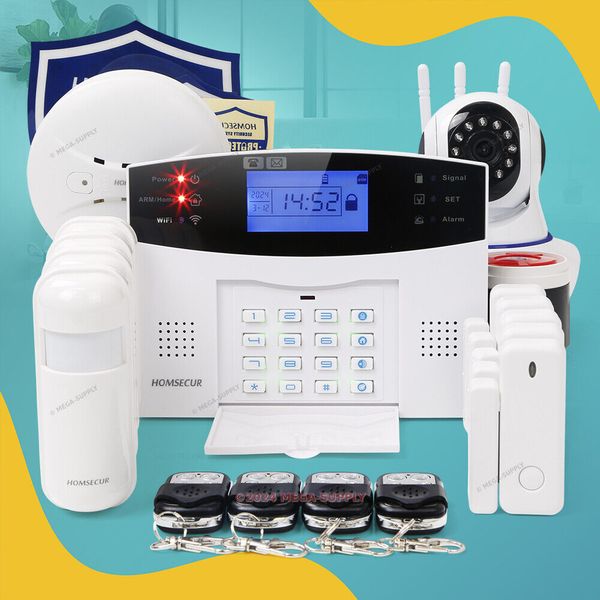 HOMSECUR Wireless &wired WIFI 4G GSM Home House Alarm System with IP Camera