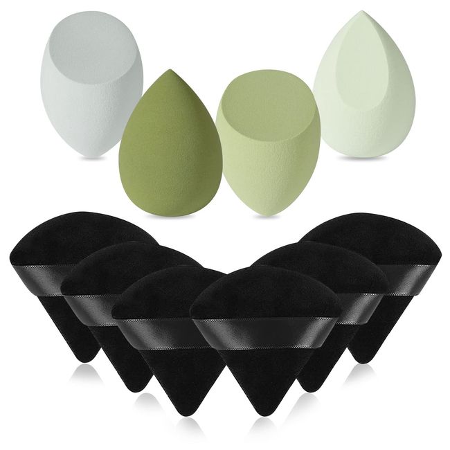 MAGIMODAC Gesicht Puderquaste Make Up Schwamm Dreieck Makeup Schwämmchen Waschbar Wiederverwendbar Kosmetik Makeup Sponge Set(Grün)