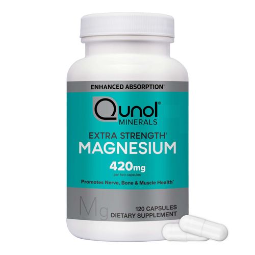 Qunol Magnesium Capsules 420mg, High Absorption Magnesium Supplement, Extra Strength, Bone and Muscle Health Supplement, 120 Count