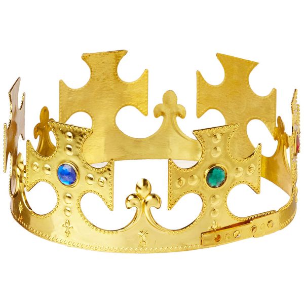 Plastic Jeweled King's Crown (gold) Party Accessory  (1 count) (1/Pkg)