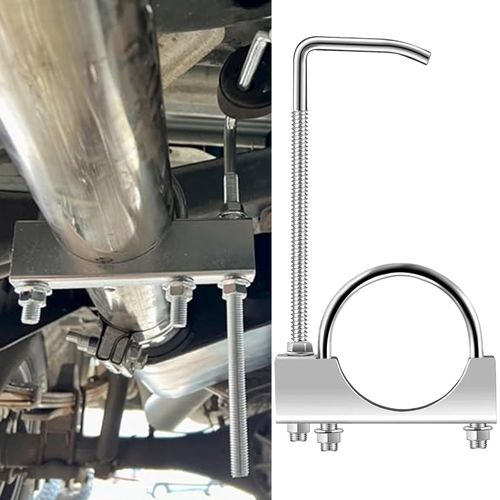 2.5 inch Exhaust Clamp with Hanger, Heavy-Duty Stainless Steel Exhaust Hangers with Clamp for 2-1/2" Exhaust Pipe, Exhaust System Muffler Hanger, Universal Automotive Tools for Most Car Truck