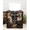Rustic Southwestern Le Fleur Cross W/ Birch And Pinecones Tissue Box Holder Case