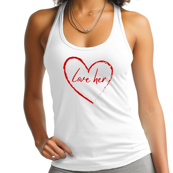 Womens Fitness Tank Top Graphic T-shirt, Say it Soul Love Her, Red - White / XS