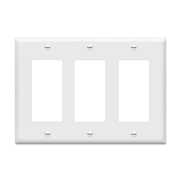 ENERLITES Decorator Light Switch or Receptacle Outlet Wall Plate, Gloss Finish, Size 3-Gang 4.50" x 6.38", Polycarbonate Thermoplastic, 8833-W, White