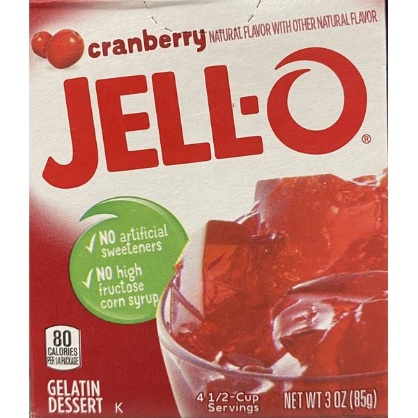 Jello CRANBERRY  Gelatin Dessert 3 oz Box Jell-O - FREE SHIPPING