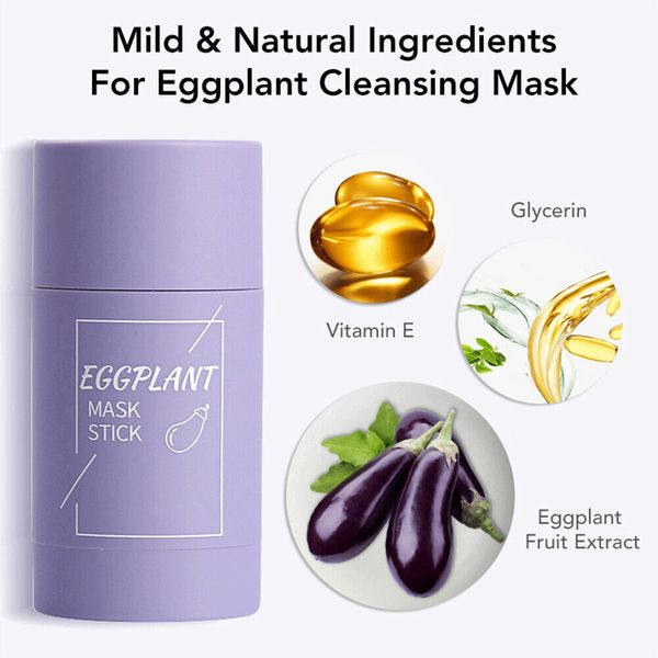 Eggplant Clay Stick Purifying Facial Deep Cleansing Blackhead Acne Remover Mask