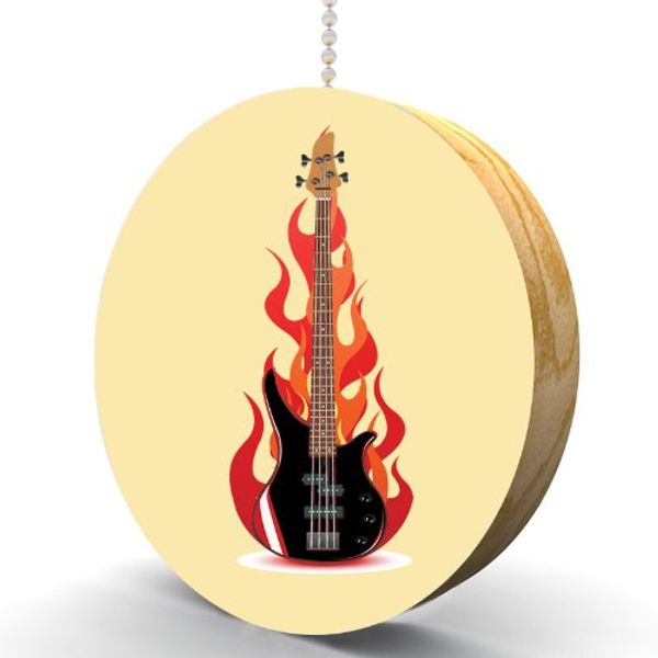 Electric Guitar Flames Hardwood Oak Fan/Light Pull