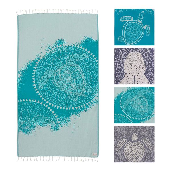 Sand Cloud Turkish Beach Towel - Sand Proof - 100% Certified Organic Turkish Towel - Quick Dry Towel for Beach, Blanket or Bath Towel - As Seen on Shark Tank - Mandala Sea Turtle Green…