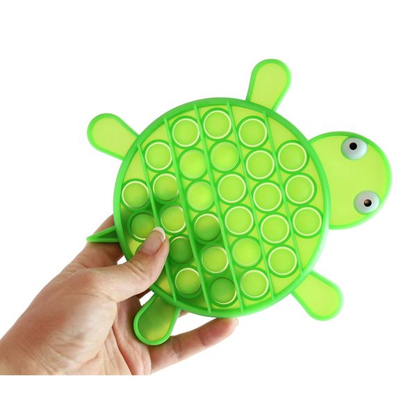 Cute Ocean Animal Shaped Pop Silicone Push Poke Bubble Wrap Fidget Toy - Press Bubbles to Pop the Bubbles Down Then Flip it over and Do it Again - Sensory Stress Toy OT (1 Turtle)