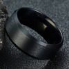 8mm Stainless Matte Brushed Classical Simple Plain Wedding Band Ring (Black, 9)