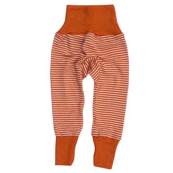 Cosilana Baby Pants, longleg with Elastic Waistband, 70% Wool 30% Silk (Stripes Orange, 3-6 Month (62/68))