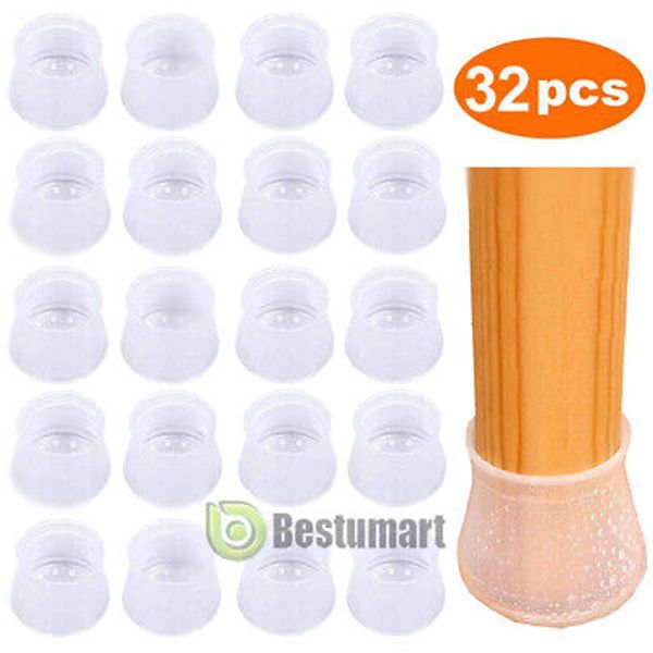 32Pcs Round Non-slip Chair Leg Protector Covers Hardwood Floors Table Feet Cups