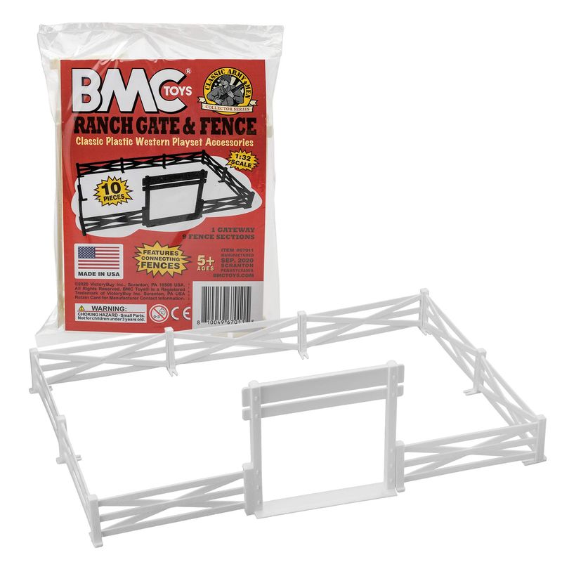 BMC Classic Marx Farm Ranch Fence & Gate - White 10pc Plastic Playset ...