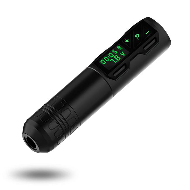 EZ Portex 2S Wireless Tattoo Machine - Rotary Tattoo Battery Pen with 1800mAh Wireless Power Coreless Motor Digital LED Display Tattoo Cartridge Needles Supply（Black）
