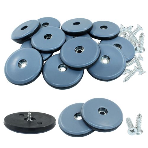 Hordion 12pcs Furniture Sliders Pads 2" (50mm), Round Chair Glides with 24pcs Screws Carpet Tile Hardwood Floors Protectors, Gray