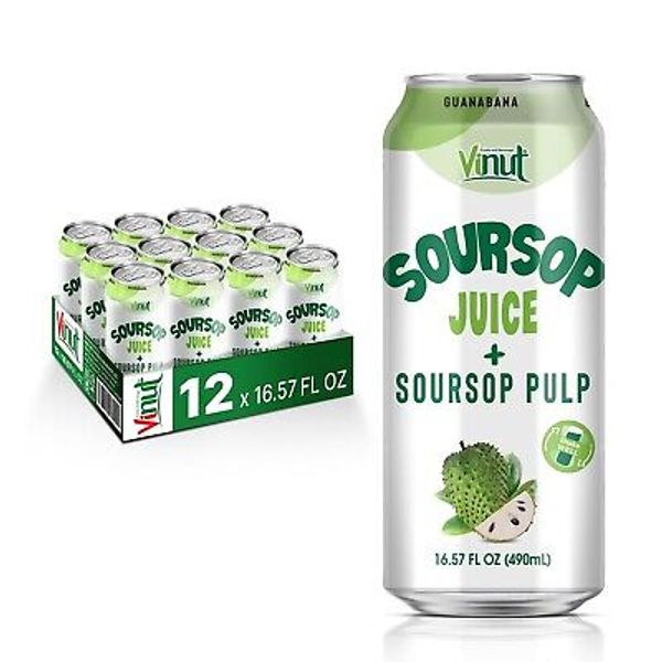 Authentic Guanabana Soursop Juice Drink - Natural, Fresh, 16.57 Fl Oz (12 Pack)