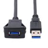 1m Waterproof Single USB 3.0 Extension Latch Mount Car AUX Cable for Dashboard Panel