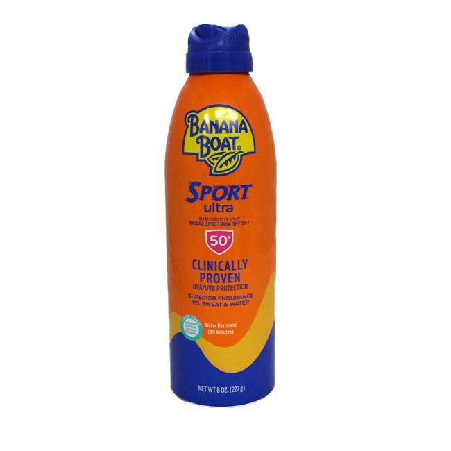 Banana Boat Sport Ultra Clear Sunscreen Spray SPF 50+ Clinically Proven 8 Ounce