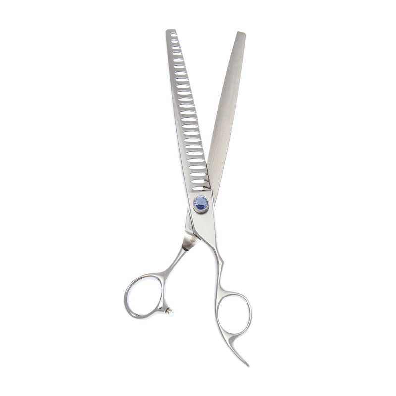 ShearsDirect Japanese 440C 24 Tooth Chunker with Light Blue Gem Stone ...