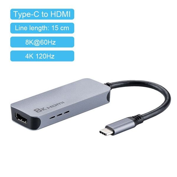 thunderbolt hub usb c hub hdmi 8k 60hz 4k 120hz ultra hd adapter type c hdmi video converter compatible usb 3.1 thunderbolt 3 cable, hdmi to type-c