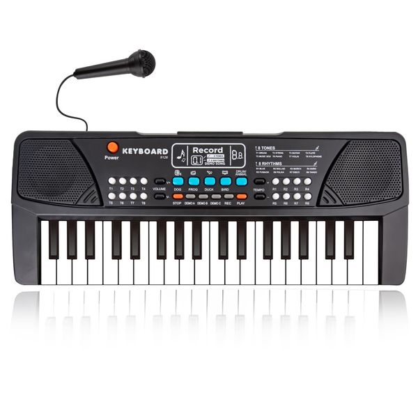 M SANMERSEN Kids Piano Keyboard, Piano for Kids with Microphone Portable Electronic Keyboards for Beginners 37 Keys Musical Toy for 3/4/5/6 Year Old Girls Boys