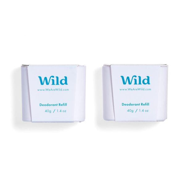 Wild - Natural Refillable Deodorant - Fresh Cotton & Sea Salt Refill Duo Pack - Vegan & Eco-Friendly - Aluminium Free - Long Lasting Protection - 100% Natural Ingredients - 2 Pack of 40g Refills