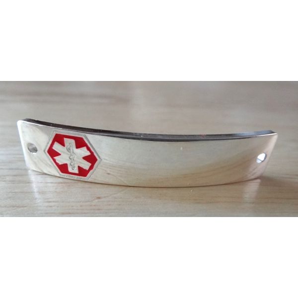 Sterling Silver 6g Engravable Rectangular 42x9mm Red Medical Alert ID Link Charm