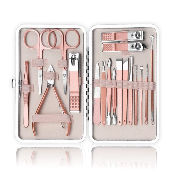 Sadodo Professional Manicure Set, 𝟏𝟖𝐏𝐂𝐒 𝐏𝐞𝐝𝐢𝐜𝐮𝐫𝐞 𝐌𝐚𝐧𝐢𝐜𝐮𝐫𝐞 𝐒𝐞𝐭, Nail Clippers, 𝐆𝐫𝐨𝐨𝐦𝐢𝐧𝐠 𝐊𝐢𝐭 Cuticle Remover,Women Manicure and Pedicure Tools, Rose Gold