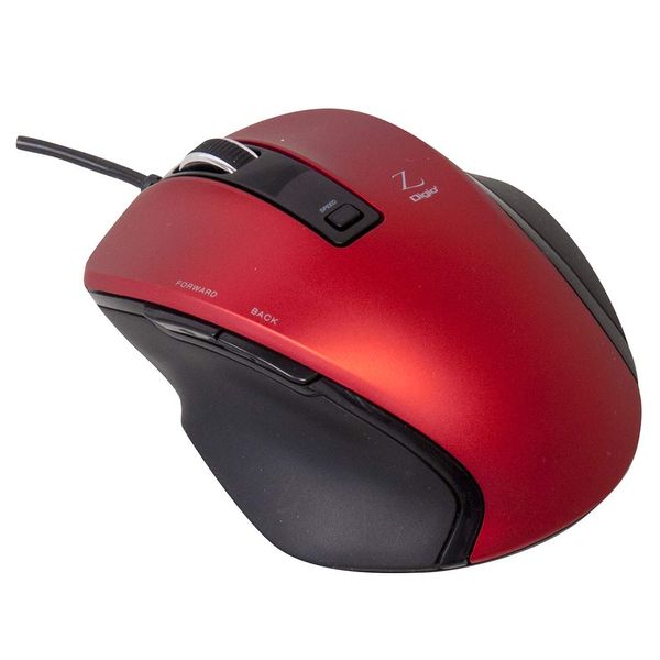 Nakabayashi Z7509 Digio2 Ultimate Shape Wired Mouse 5 Buttons Blue LED Small Red