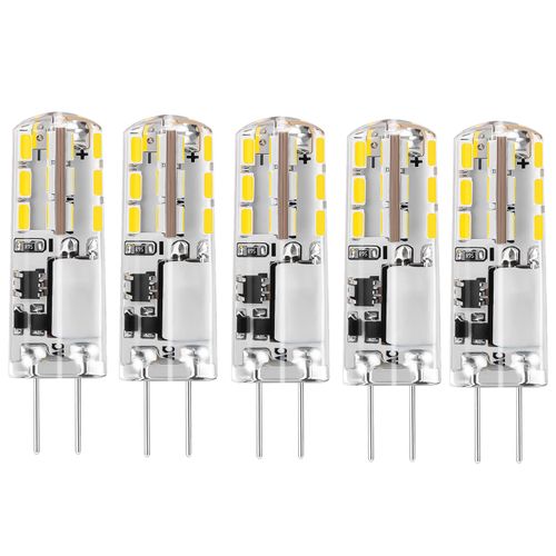 I-SHUNFA G4 LED Bulb T3 JC Bi-Pin Base, 12V AC/DC, 1.24W, 93LM, 6000K Cool White, Flicker-Free, Energy-Saving, 30,000 Hour Lifespan - Perfect for Chandeliers, Kitchen, Living Room(5Pcs)