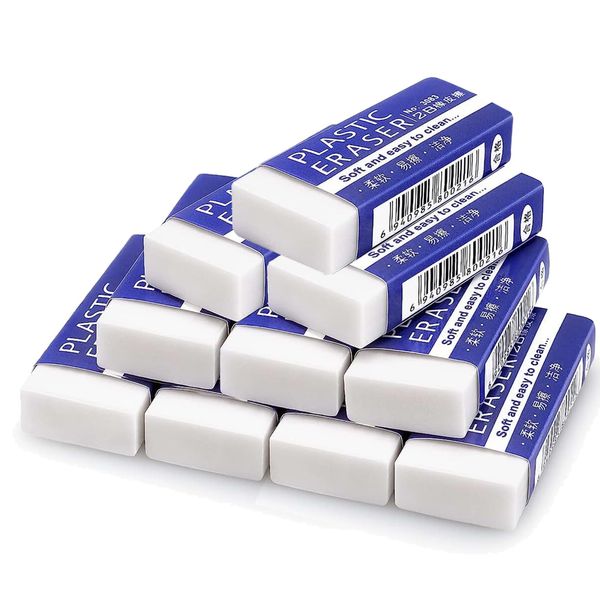 10 Pcs Eraser-White Erasers Multipack Rubbers Erasers for Kids on School, Office, Kids, Adults,Classic Latex Free Plastic Rubber